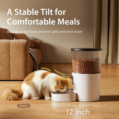 Automatic Cat Feeder, 3L Timed Pet Dry Food Dispenser with Clog-Free Design, Auto Feeder for Cats, 1-6 Meals Per Day, Desiccant Bags, with Stainless Steel