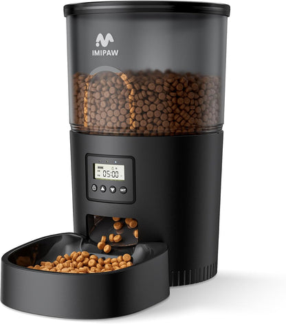 Automatic Cat Feeder, 3L Timed Pet Dry Food Dispenser with Clog-Free Design, Auto Feeder for Cats, 1-6 Meals Per Day, Desiccant Bags, with Stainless Steel