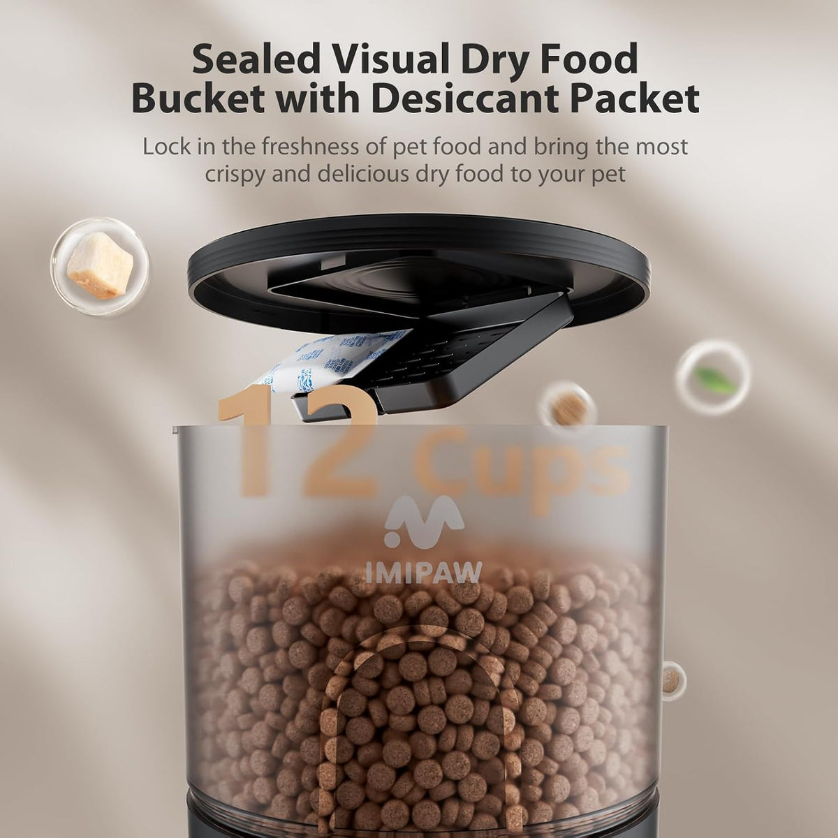 Automatic Cat Feeder, 3L Timed Pet Dry Food Dispenser with Clog-Free Design, Auto Feeder for Cats, 1-6 Meals Per Day, Desiccant Bags, with Stainless Steel