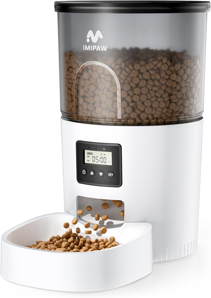 Automatic Cat Feeder, 3L Timed Pet Dry Food Dispenser with Clog-Free Design, Auto Feeder for Cats, 1-6 Meals Per Day, Desiccant Bags, with Stainless Steel