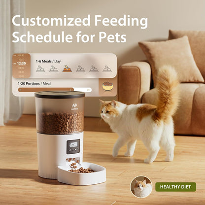 Automatic Cat Feeder, 3L Timed Pet Dry Food Dispenser with Clog-Free Design, Auto Feeder for Cats, 1-6 Meals Per Day, Desiccant Bags, with Stainless Steel
