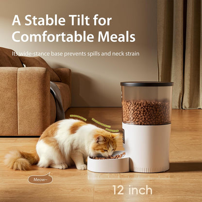 Automatic Cat Feeder, 3L Timed Pet Dry Food Dispenser with Clog-Free Design, Auto Feeder for Cats, 1-6 Meals Per Day, Desiccant Bags, with Stainless Steel
