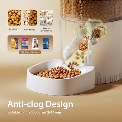 Automatic Cat Feeder, 3L Timed Pet Dry Food Dispenser with Clog-Free Design, Auto Feeder for Cats, 1-6 Meals Per Day, Desiccant Bags, with Stainless Steel