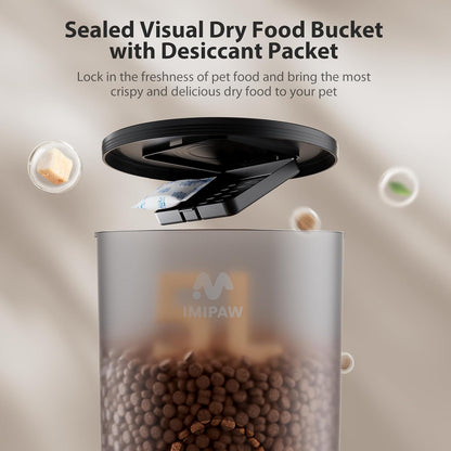 Automatic Cat Feeder, 3L Timed Pet Dry Food Dispenser with Clog-Free Design, Auto Feeder for Cats, 1-6 Meals Per Day, Desiccant Bags, with Stainless Steel