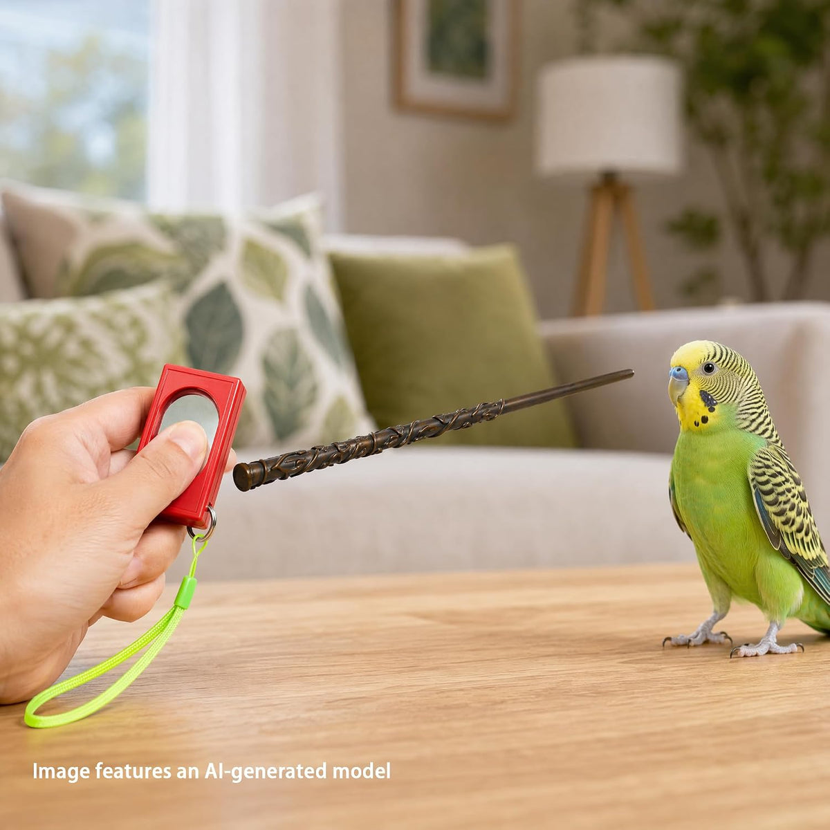 Parrot Training Clicker with Target Stick, 15.7in Dark Brown Bird Clicker Trainer Kit for Pet Training, Positive Reinforcement Behavior Shaping Tool