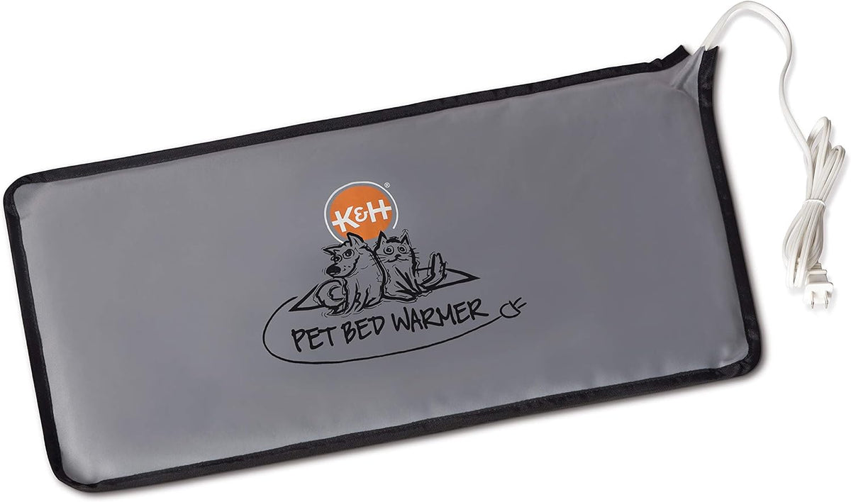 K&H Pet Bed Warmer, Safety Listed, Dog Heating Pad, Large 24.5x11.75in Gray
