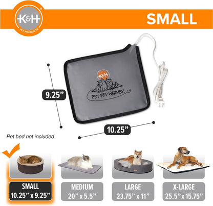 K&H Pet Bed Warmer, Safety Listed, Dog Heating Pad, Large 24.5x11.75in Gray