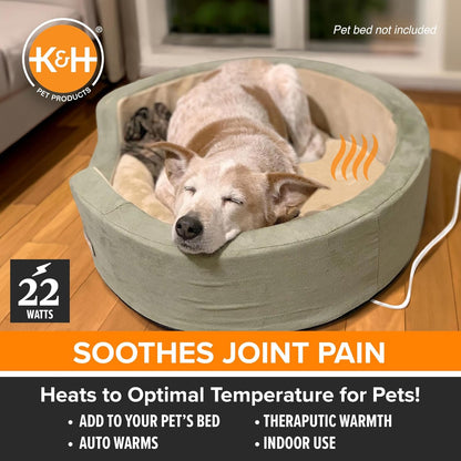 K&H Pet Bed Warmer, Safety Listed, Dog Heating Pad, Large 24.5x11.75in Gray