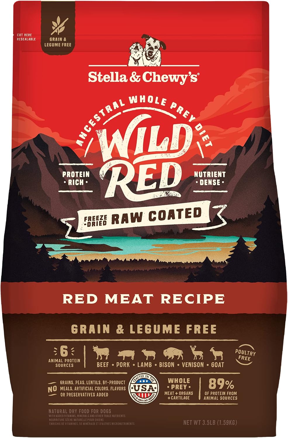 Wild Red Dry Dog Food Raw Coated High Protein Grain & Legume Free Red Meat Recipe, 3.5 lb. Bag