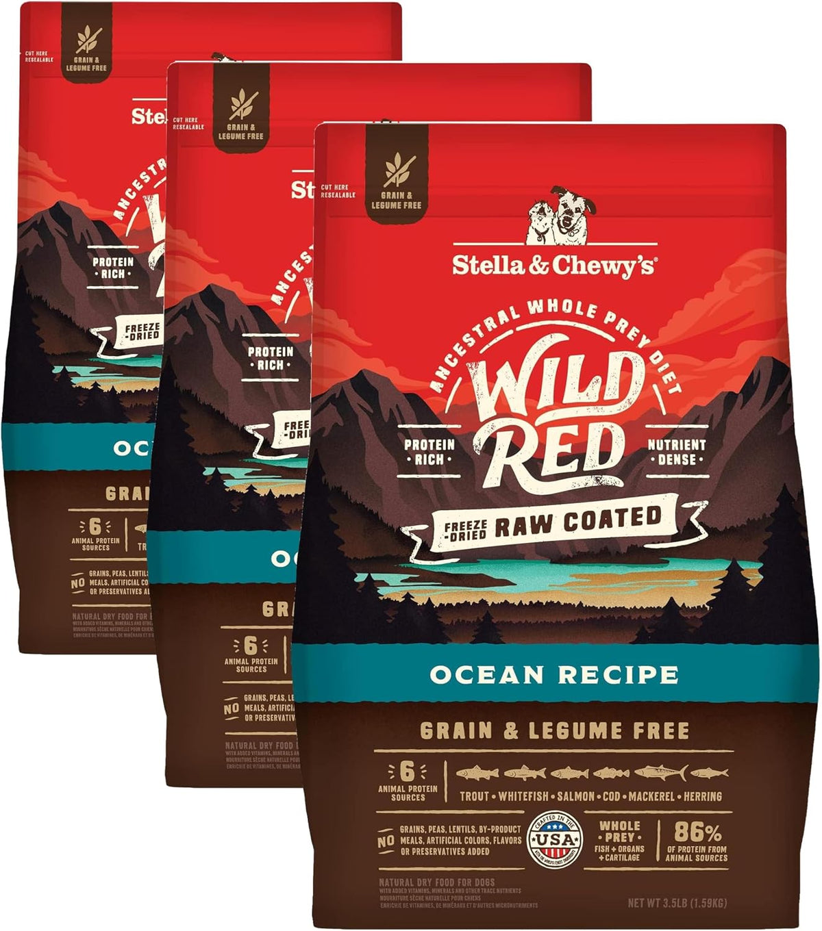 Wild Red Dry Dog Food Raw Coated High Protein Grain & Legume Free Red Meat Recipe, 3.5 lb. Bag