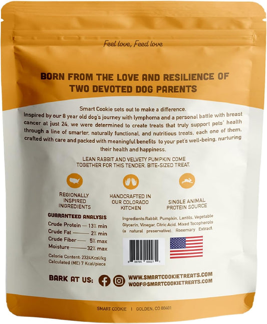 Smart Cookie Healthy Soft Dog Treats - Rabbit & Pumpkin - Grain Free Limited Ingredient Training Treats for Dogs with Sensitive Stomach & Allergies, Natural Novel Protein, Made in the USA (5oz.)