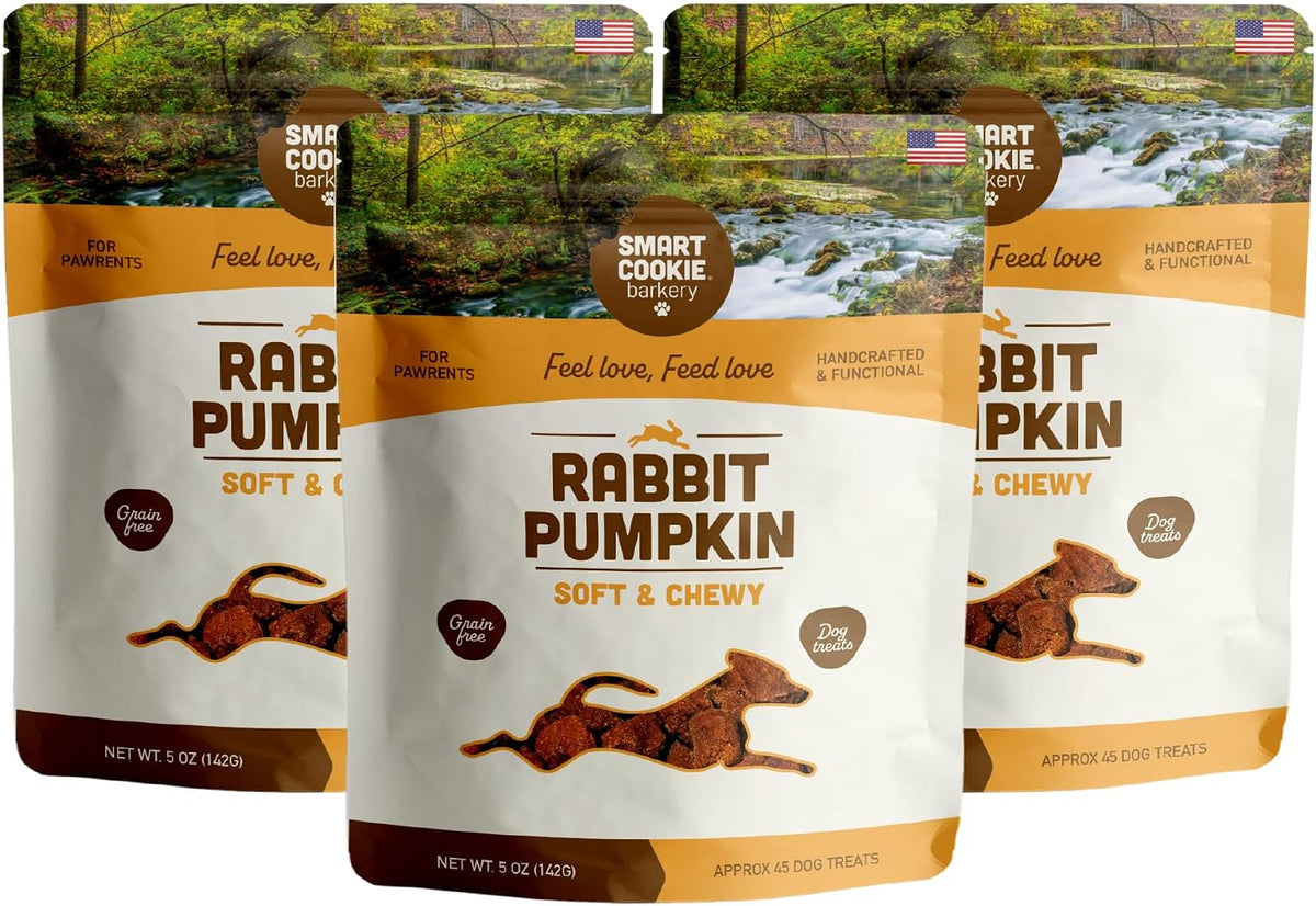 Smart Cookie Healthy Soft Dog Treats - Rabbit & Pumpkin - Grain Free Limited Ingredient Training Treats for Dogs with Sensitive Stomach & Allergies, Natural Novel Protein, Made in the USA (5oz.)