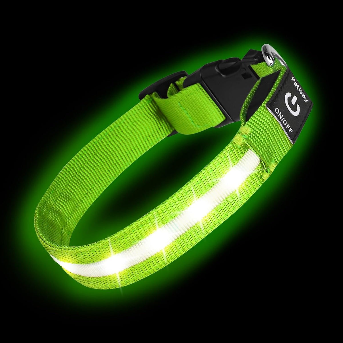 Super Bright LED Dog Collar, Waterproof Light up Collars(Green, Medium)