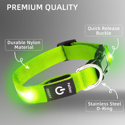 Super Bright LED Dog Collar, Waterproof Light up Collars(Green, Medium)