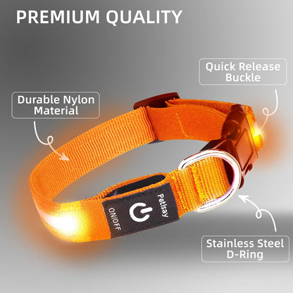 Super Bright LED Dog Collar, Waterproof Light up Collars(Green, Medium)