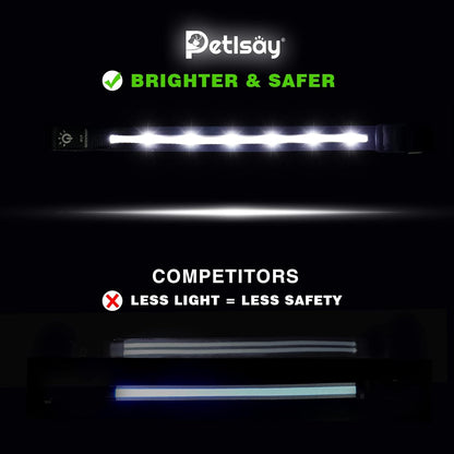 Super Bright LED Dog Collar, Waterproof Light up Collars(Green, Medium)