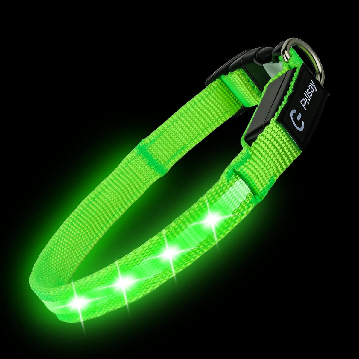 Super Bright LED Dog Collar, Waterproof Light up Collars(Green, Medium)