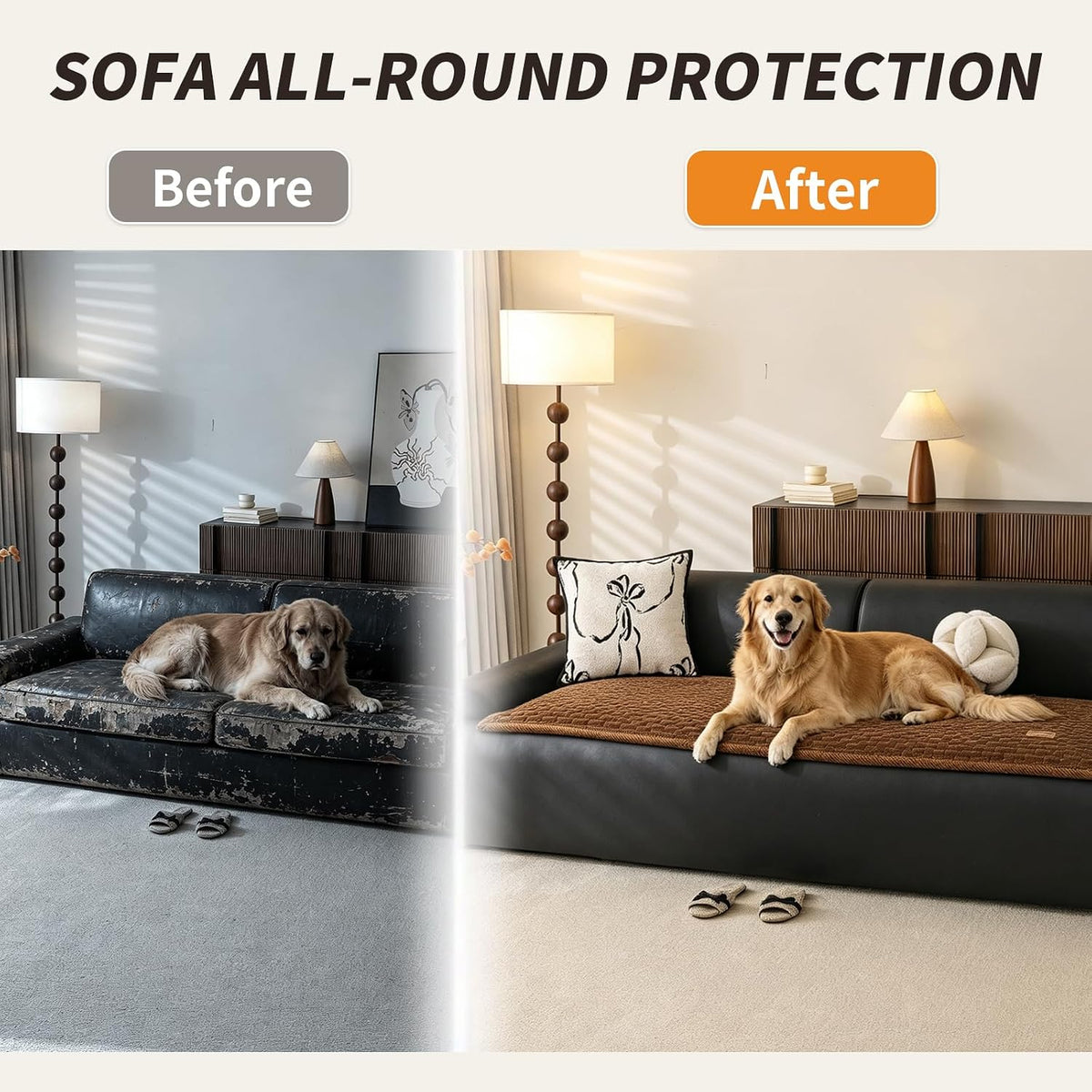 Flannel Non Slip Couch Covers for Dogs, 28”x71” Pet Sofa Protector