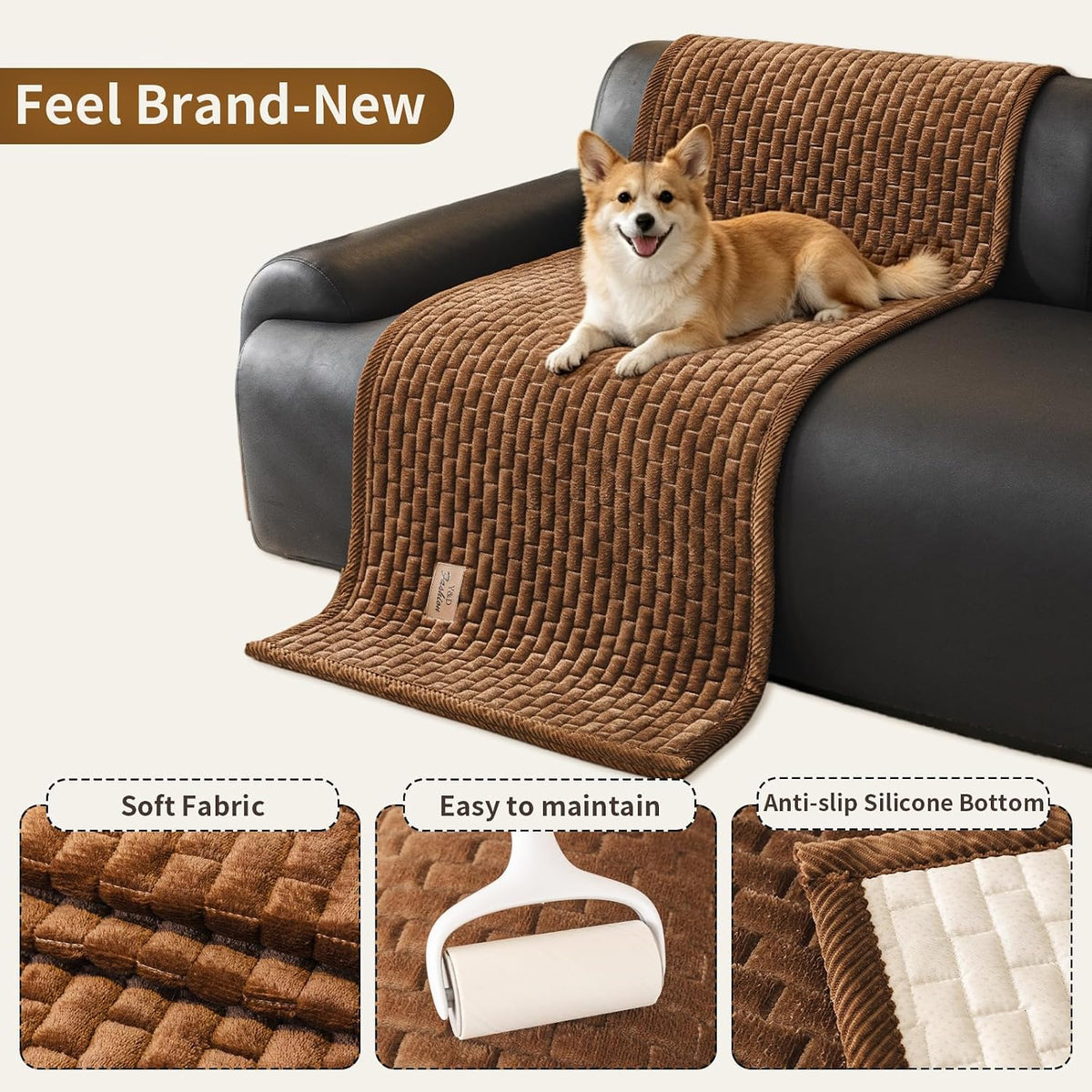 Flannel Non Slip Couch Covers for Dogs, 28”x71” Pet Sofa Protector