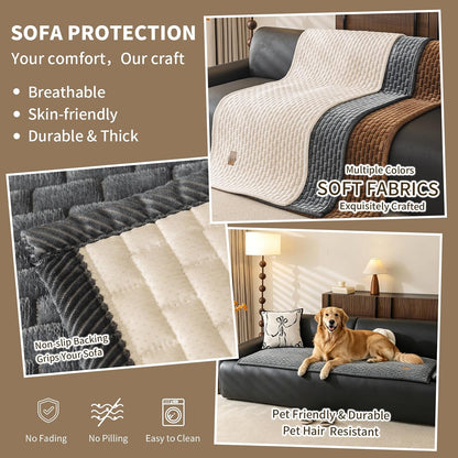 Flannel Non Slip Couch Covers for Dogs, 28”x71” Pet Sofa Protector