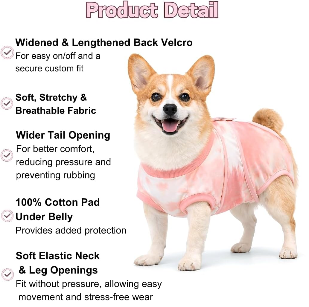 Surgery Recovery Suit for Female Male Dog, Soft Onesie After Spay Neuter, S