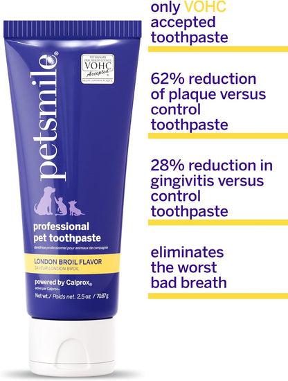 Pet Teeth Brushing Kit, Toothpaste + Brush, London Broil 2.5 Oz