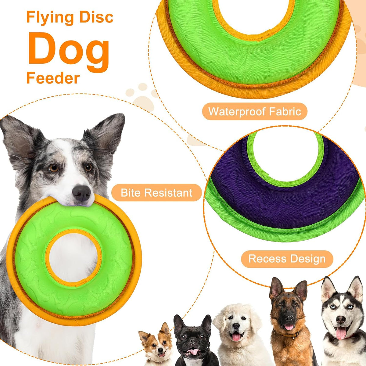 3 Pcs Pet Flying Discs - 9.05 Inch, Interactive Flyer Toys, Feedable Lightweight Catch and Fetch Toys for Small Medium Large Dogs, Floats in Water & Safe on Teeth