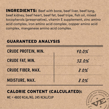 Freeze Dried Dog Food, Beef Mini Nibs, 14 oz Bag