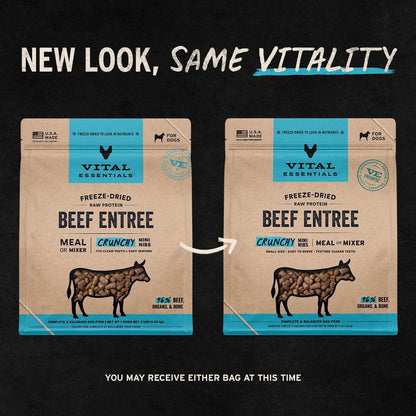 Freeze Dried Dog Food, Beef Mini Nibs, 14 oz Bag