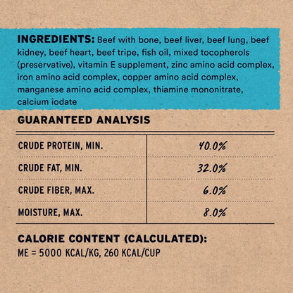 Freeze Dried Dog Food, Beef Mini Nibs, 14 oz Bag