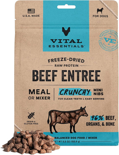 Freeze Dried Dog Food, Beef Mini Nibs, 14 oz Bag