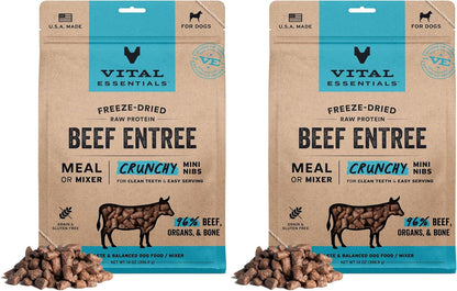 Freeze Dried Dog Food, Beef Mini Nibs, 14 oz Bag