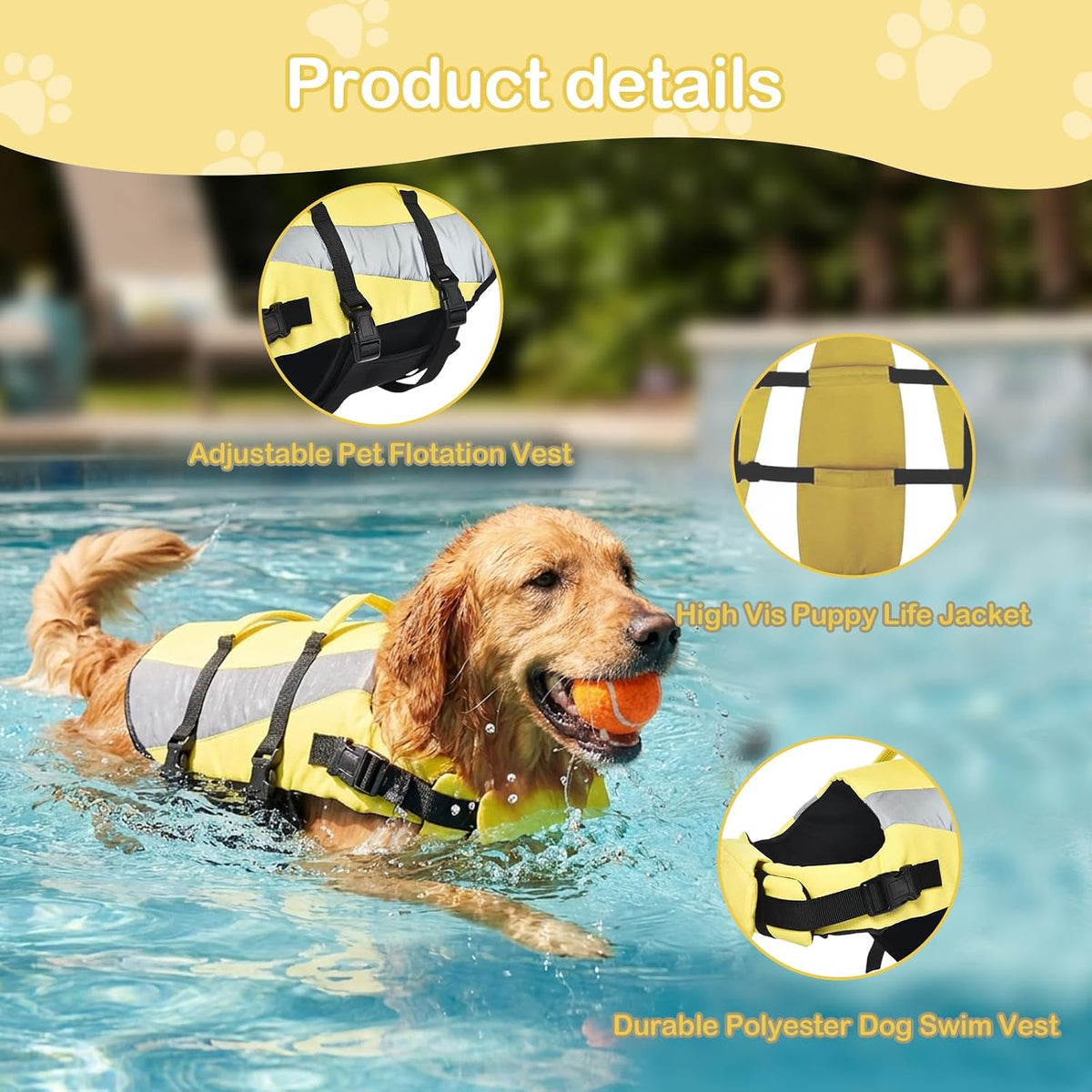 Dog Life Jacket，Dog Life Vest,Reflective Safety Vest