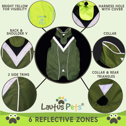 Waterproof Dog Rain Coat, Reflective Safety Strips & Leash Hole – Lightweight Adjustable Jacket for Medium Breeds - L, Yellow