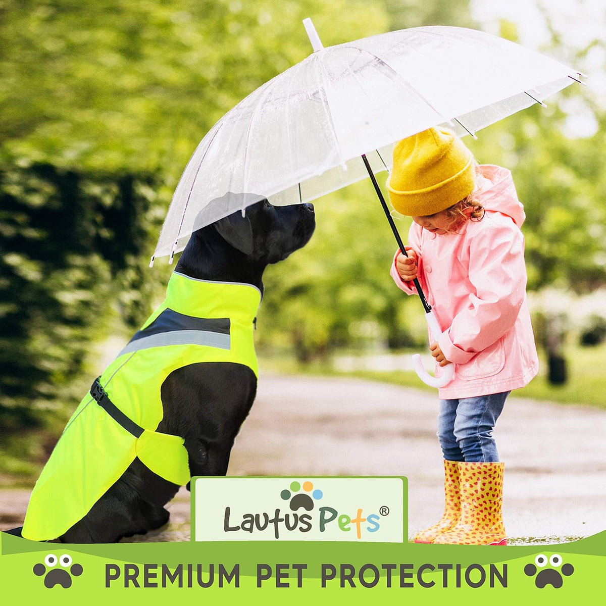 Waterproof Dog Rain Coat, Reflective Safety Strips & Leash Hole – Lightweight Adjustable Jacket for Medium Breeds - L, Yellow