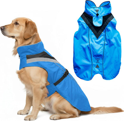 Waterproof Dog Rain Coat, Reflective Safety Strips & Leash Hole – Lightweight Adjustable Jacket for Medium Breeds - L, Yellow