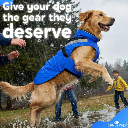 Waterproof Dog Rain Coat, Reflective Safety Strips & Leash Hole – Lightweight Adjustable Jacket for Medium Breeds - L, Yellow