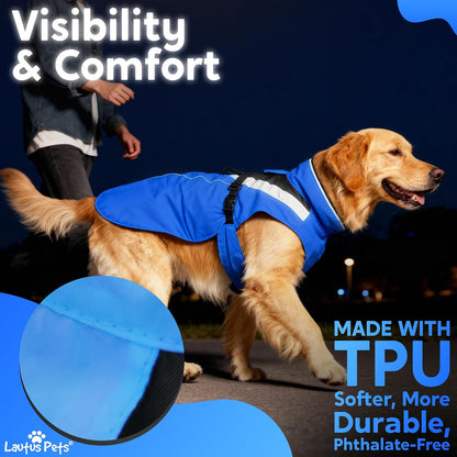 Waterproof Dog Rain Coat, Reflective Safety Strips & Leash Hole – Lightweight Adjustable Jacket for Medium Breeds - L, Yellow