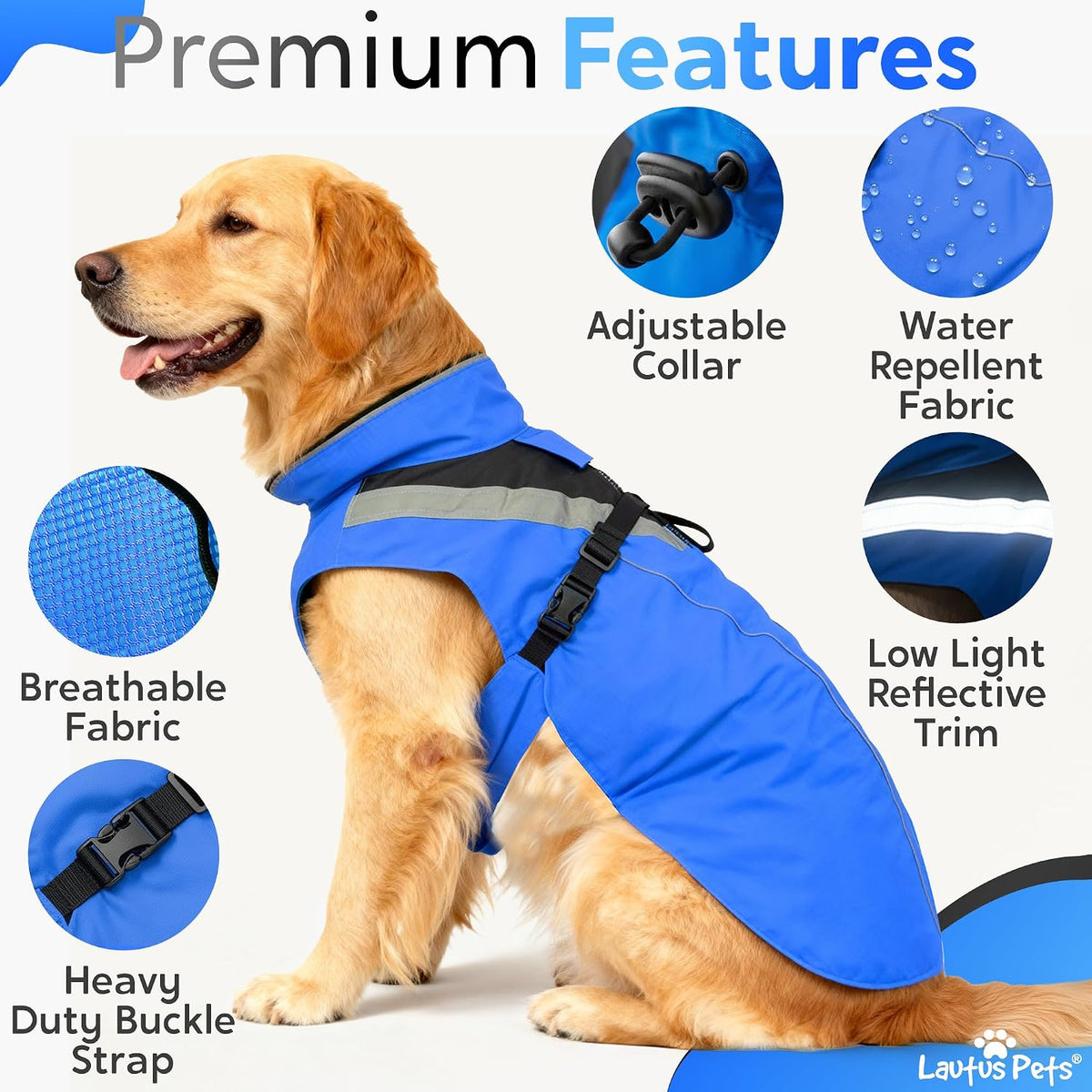 Waterproof Dog Rain Coat, Reflective Safety Strips & Leash Hole – Lightweight Adjustable Jacket for Medium Breeds - L, Yellow