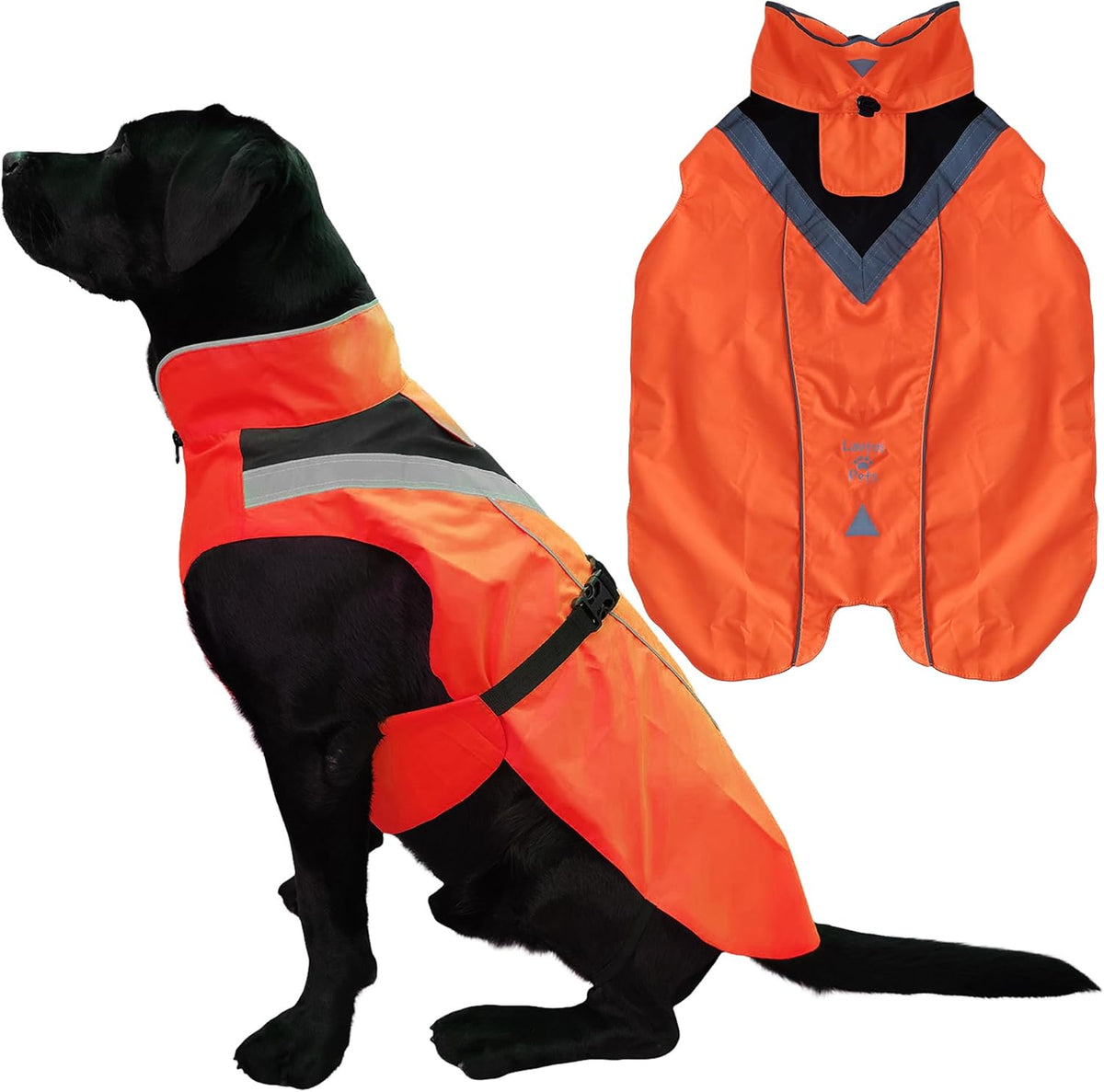 Waterproof Dog Rain Coat, Reflective Safety Strips & Leash Hole – Lightweight Adjustable Jacket for Medium Breeds - L, Yellow