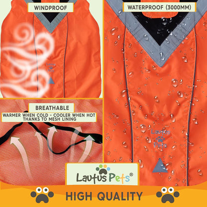 Waterproof Dog Rain Coat, Reflective Safety Strips & Leash Hole – Lightweight Adjustable Jacket for Medium Breeds - L, Yellow