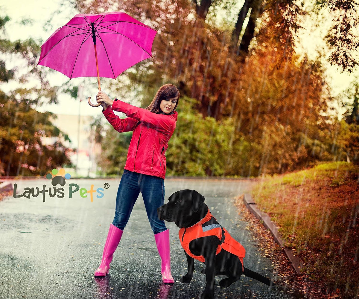 Waterproof Dog Rain Coat, Reflective Safety Strips & Leash Hole – Lightweight Adjustable Jacket for Medium Breeds - L, Yellow