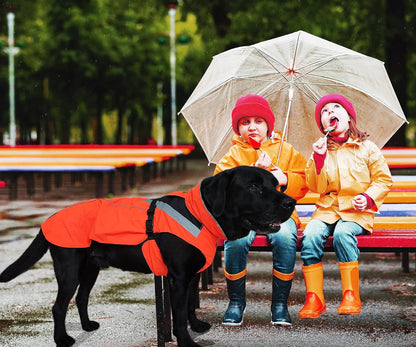 Waterproof Dog Rain Coat, Reflective Safety Strips & Leash Hole – Lightweight Adjustable Jacket for Medium Breeds - L, Yellow