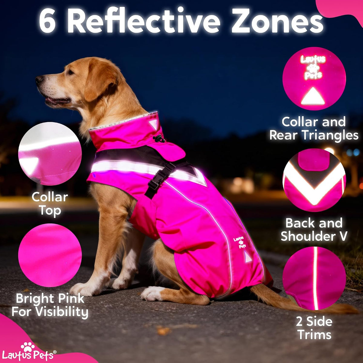 Waterproof Dog Rain Coat, Reflective Safety Strips & Leash Hole – Lightweight Adjustable Jacket for Medium Breeds - L, Yellow