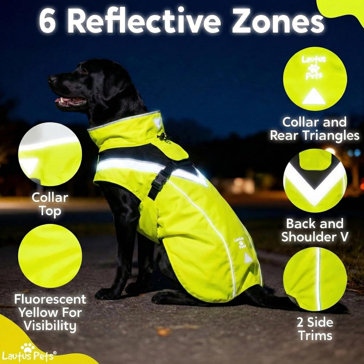 Waterproof Dog Rain Coat, Reflective Safety Strips & Leash Hole – Lightweight Adjustable Jacket for Medium Breeds - L, Yellow