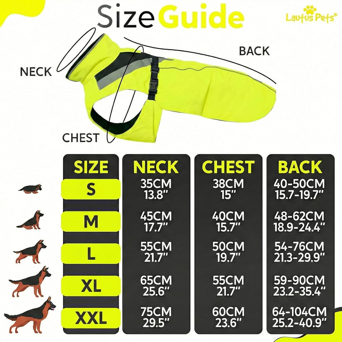 Waterproof Dog Rain Coat, Reflective Safety Strips & Leash Hole – Lightweight Adjustable Jacket for Medium Breeds - L, Yellow