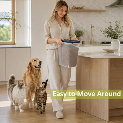 5-10 Lbs Airtight Cat Dog Food Storage Container, 8QT Compact Pet Food Bin