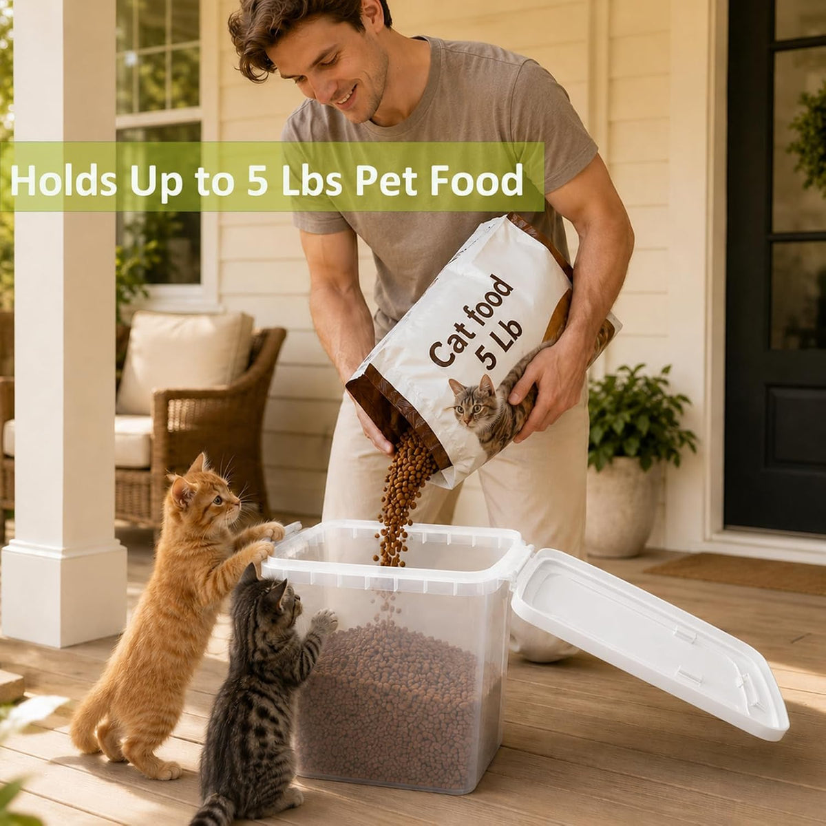5-10 Lbs Airtight Cat Dog Food Storage Container, 8QT Compact Pet Food Bin