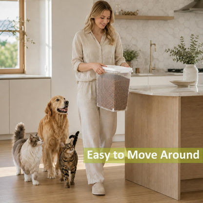 5-10 Lbs Airtight Cat Dog Food Storage Container, 8QT Compact Pet Food Bin
