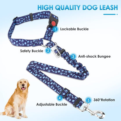 Dog Seat Belt for Car, 2 Pack Dog Car Harness Seatbelt with Bungee | 2 in 1 Pet Car Leash Headrest Restraint & Dog Safety Tether Clip, Adjustable with Elastic Buffer, Reflective, Black M/L